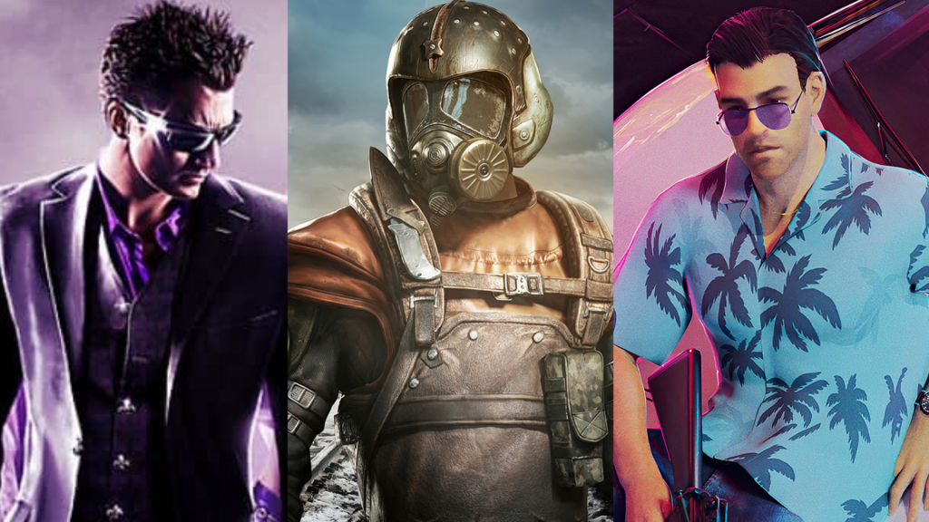 Metro Exodus, Saints Row: The Third e Grand Theft Auto: Vice City (Créditos: Arte/AmandaFleure)