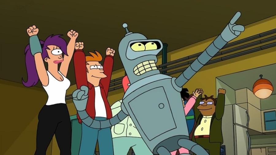 Fry, Bender e Leela estão de volta 10 anos depois para mais aventuras em Futurama. (Imagem: Reprodução)