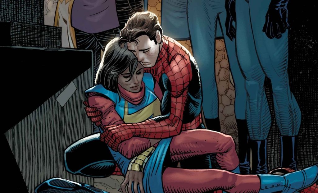 A Ms. Marvel morre na nova edição de Amazing Spider-Man #26. (Imagem: Reprodução/Marvel)