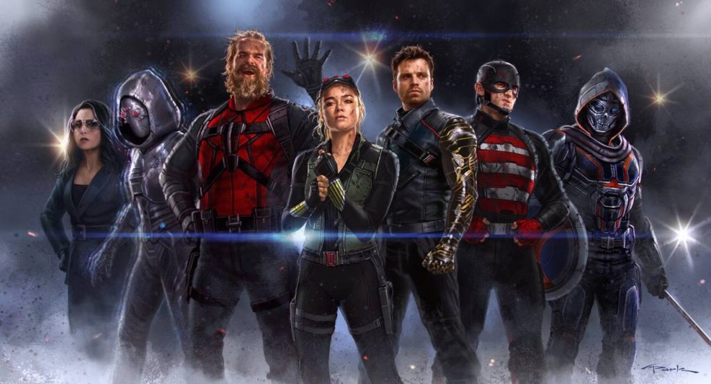 Liderada pelo general Thunderbolts Ross (Harrison Ford), a equipe inclui Fantasma (Hannah John-Kamen), Guardião Vermelho (David Harbour), Viúva Negra (Florence Pugh), Bucky (Sebastian Stan), Agente Americano (Wyatt Russell) e Treinadora (Olga Kurylenko).