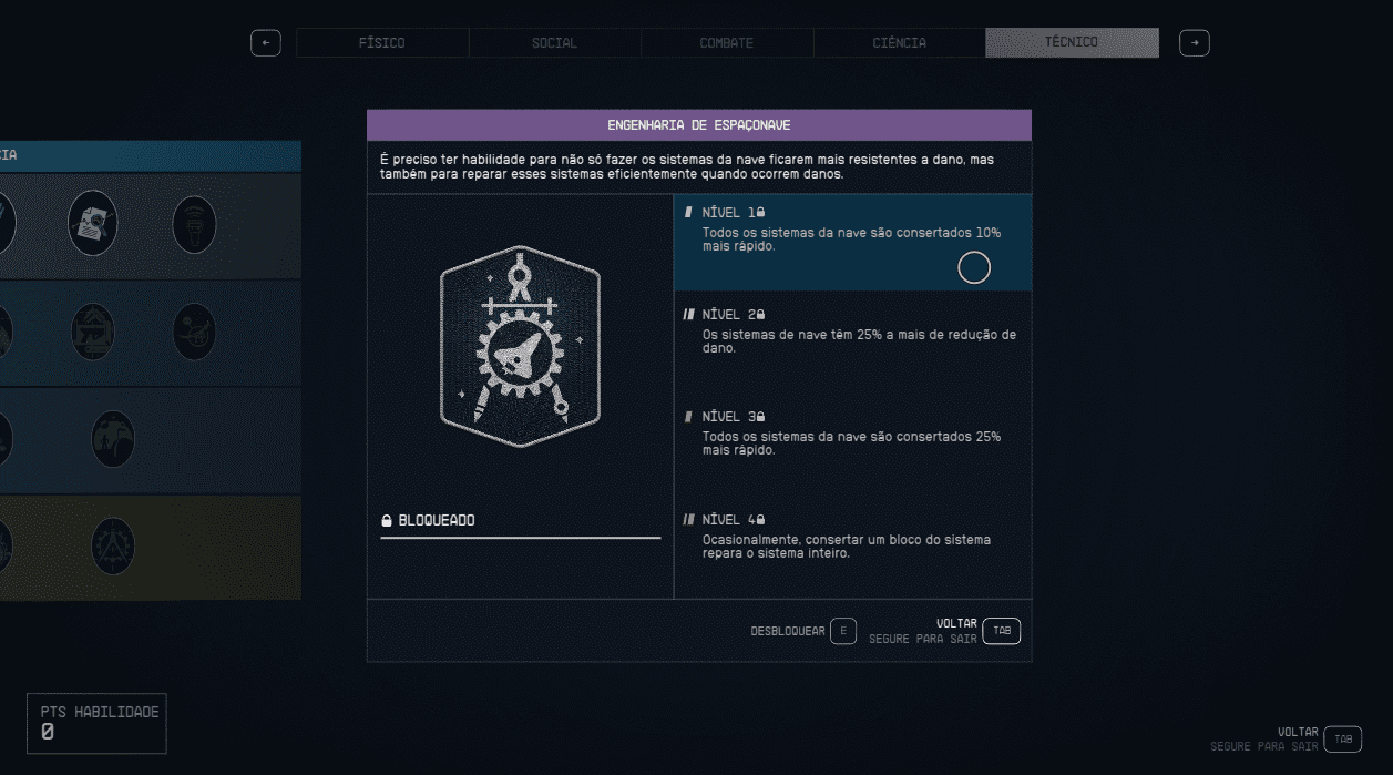Starfield melhores habilidades