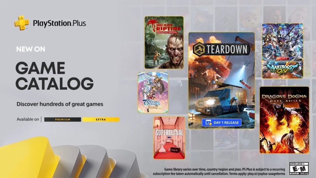 Jogos PS Plus Extra e Premium de abril revelados