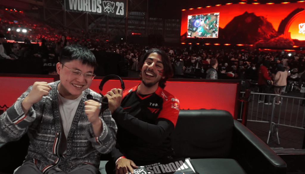 Worlds 2023:  Baiano recebe estrelas do LoL em transmissão na arena