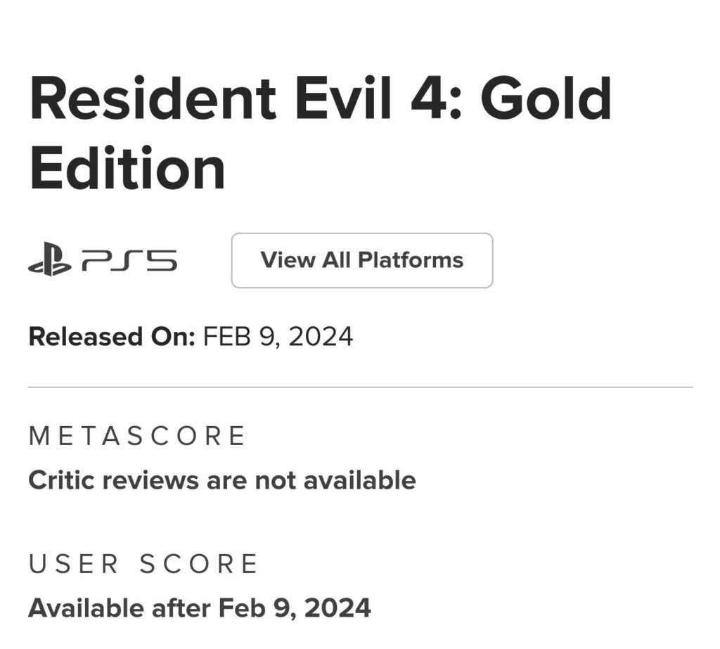 Resident Evil 4: Gold Edition é revelado por acidente pelo Metacritic -  Game Arena