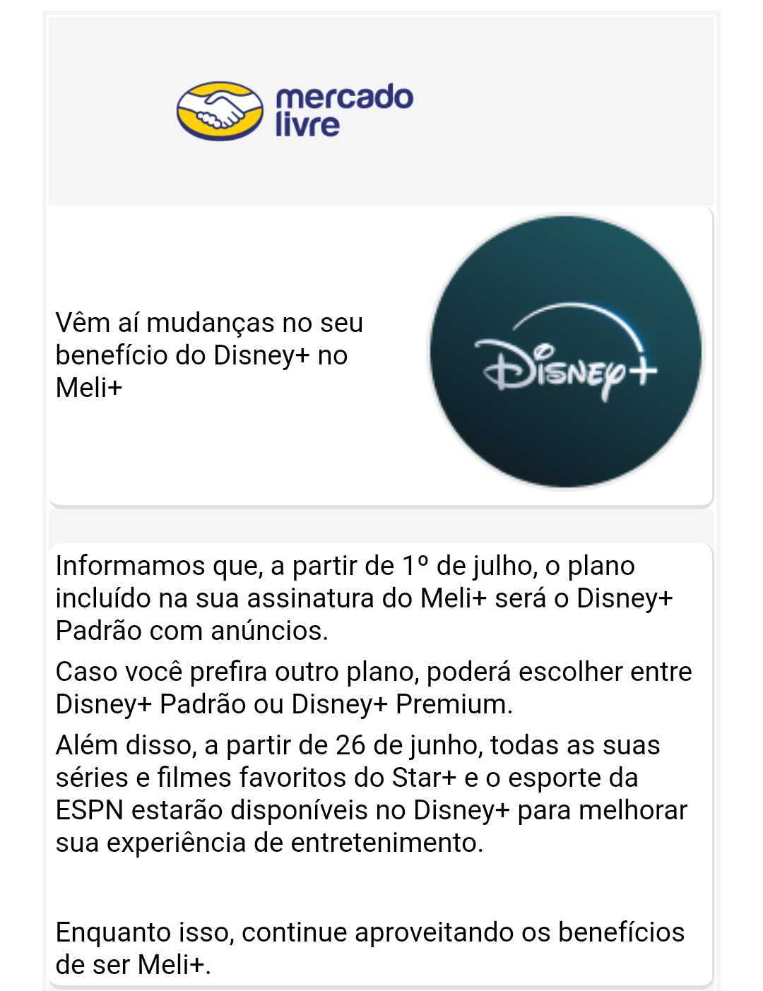 Disney+ Mercado Livre