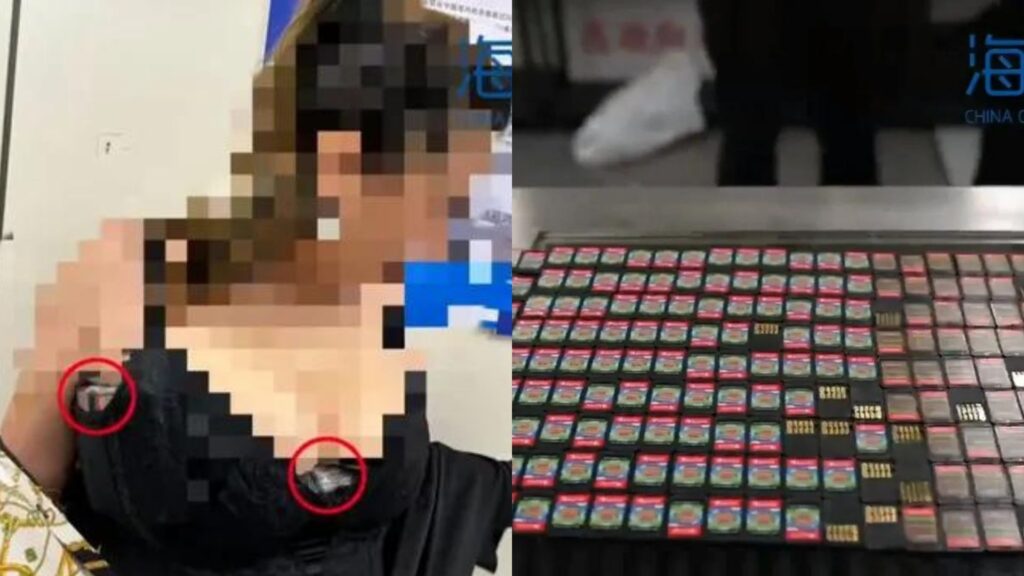 Mulher presa com cartuchos de Nintendo Switch