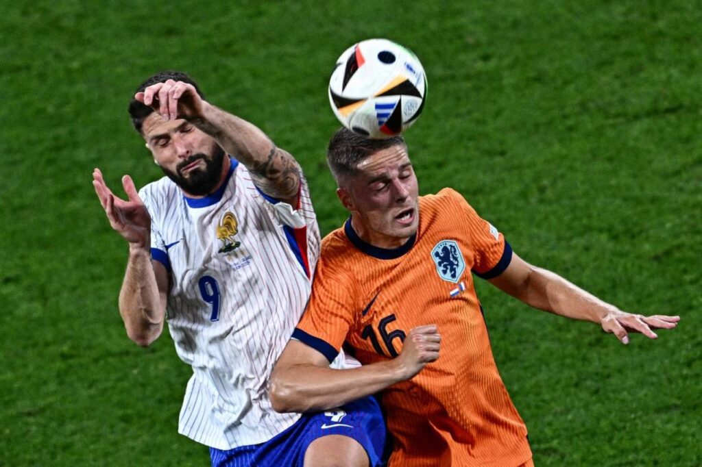 França e Holanda terminaram a partida em pela Eurocopa 2024 sem marcar gols. Foto: GABRIEL BOUYS/AFP