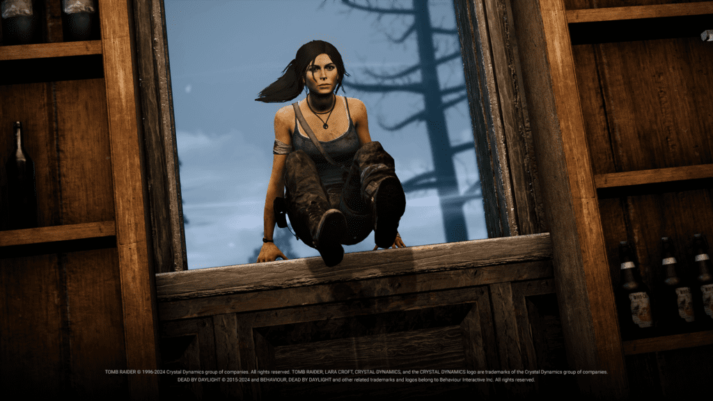 Imagem promocional de Lara Croft em Dead by Daylight