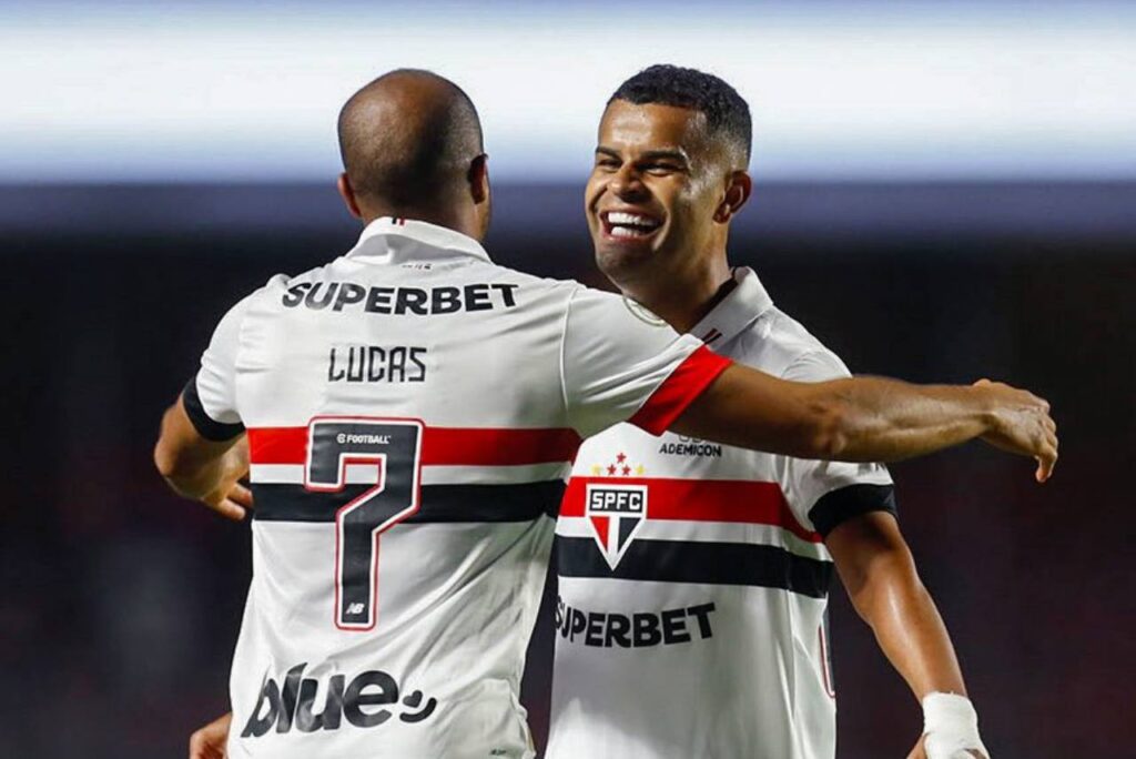 Lucas abriu o placar na vitória do São Paulo contra o Grêmio. Foto: Reprodução/X