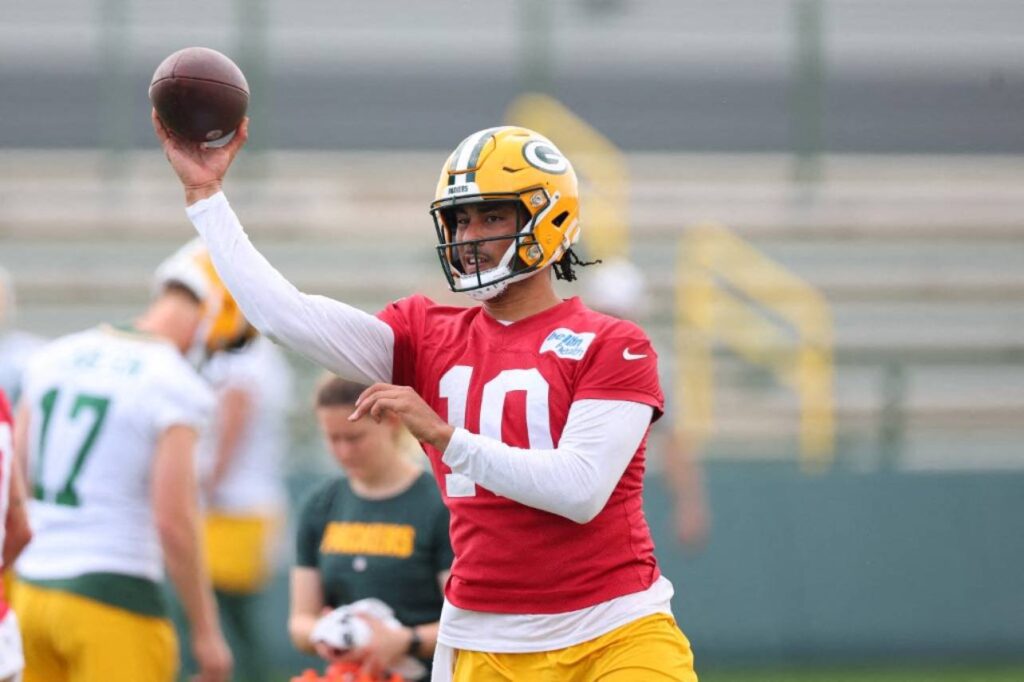 Jordan Love está presente no centro de treinamento dos Packers. Foto: STACY REVERE/GETTY IMAGES NORTH AMERICA/Getty Images via AFP