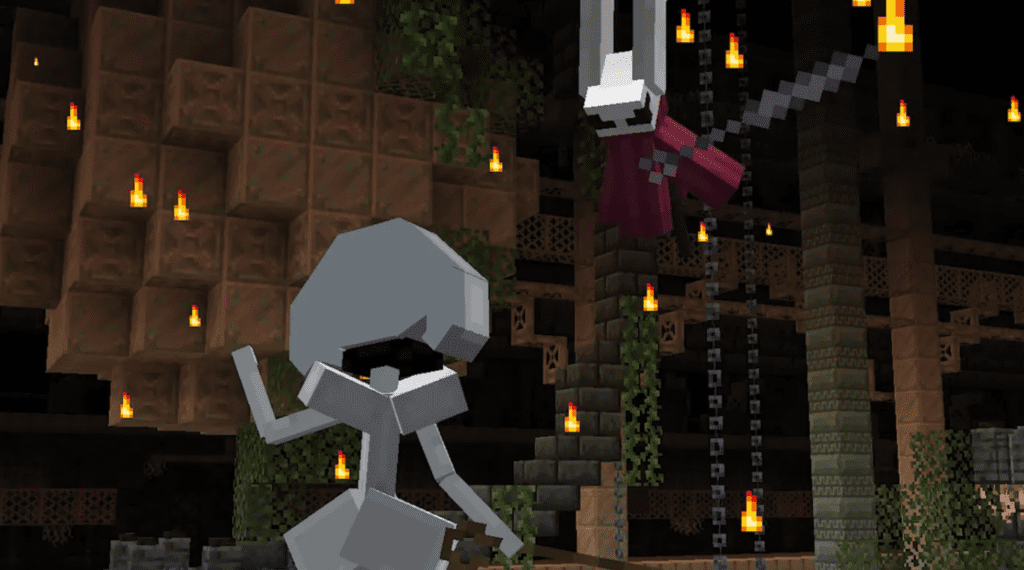 Imagem da recriação de Hollow Knight: Silksong em Minecraft