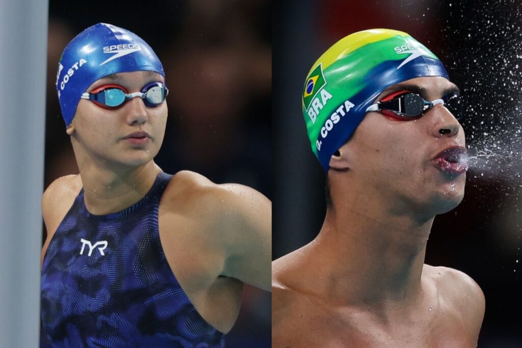 Mafê Costa e Guilherme Cachorrão estão na final da natação (Foto: Reprodução)