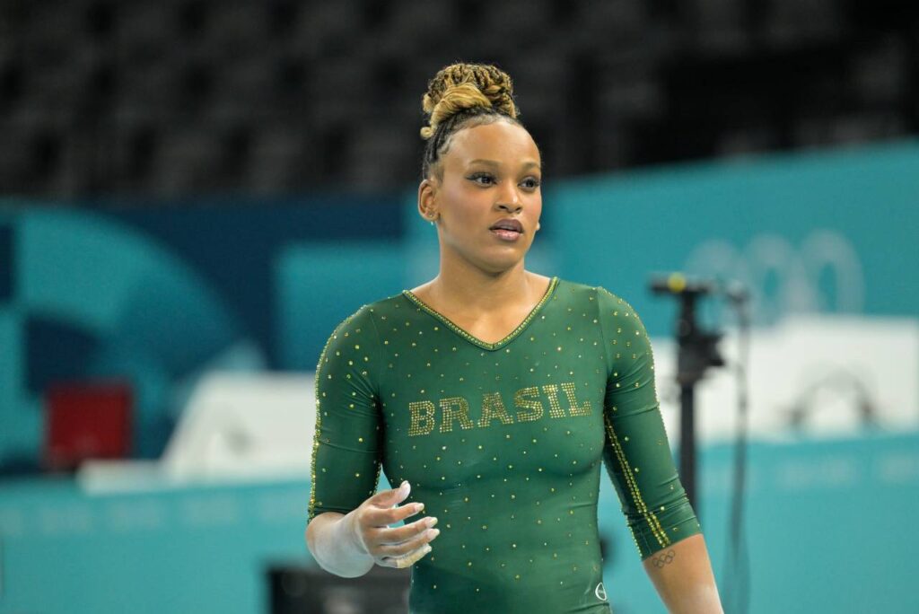 Rebeca Andrade é esperança de medalha para o Time Brasil. Foto: Reprodução/X