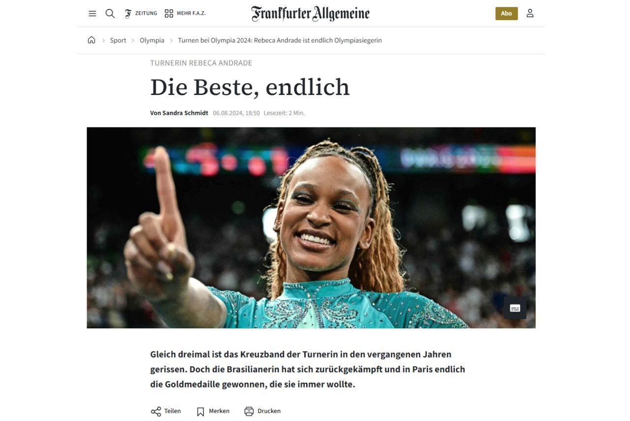 'A melhor, finalmente: o ligamento cruzado da ginasta rompeu três vezes nos últimos anos. Mas a brasileira reagiu e finalmente conquistou a medalha de ouro que sempre quis em Paris'