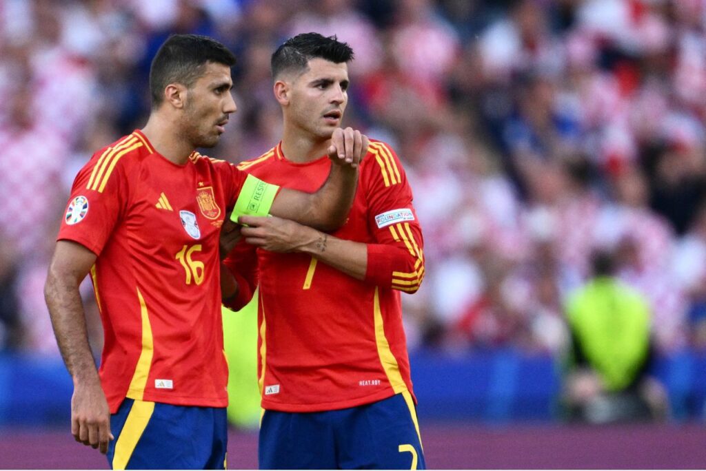 Rodri e Morata na Eurocopa 2024 (Foto: Christophe Simon/AFP)