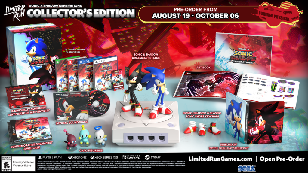 Sonic X Shadow Generations anuncia &#8216;Edição de Colecionador&#8217; espetacular; confira os itens