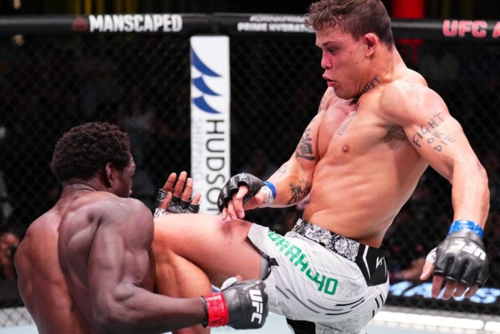 Caio Borralho encerrou a noite do UFC Las Vegas 96 com vitória. Foto: Reprodução/X