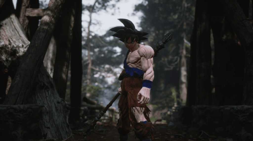 Imagem do mod que coloca Goku em Black Myth Wukong