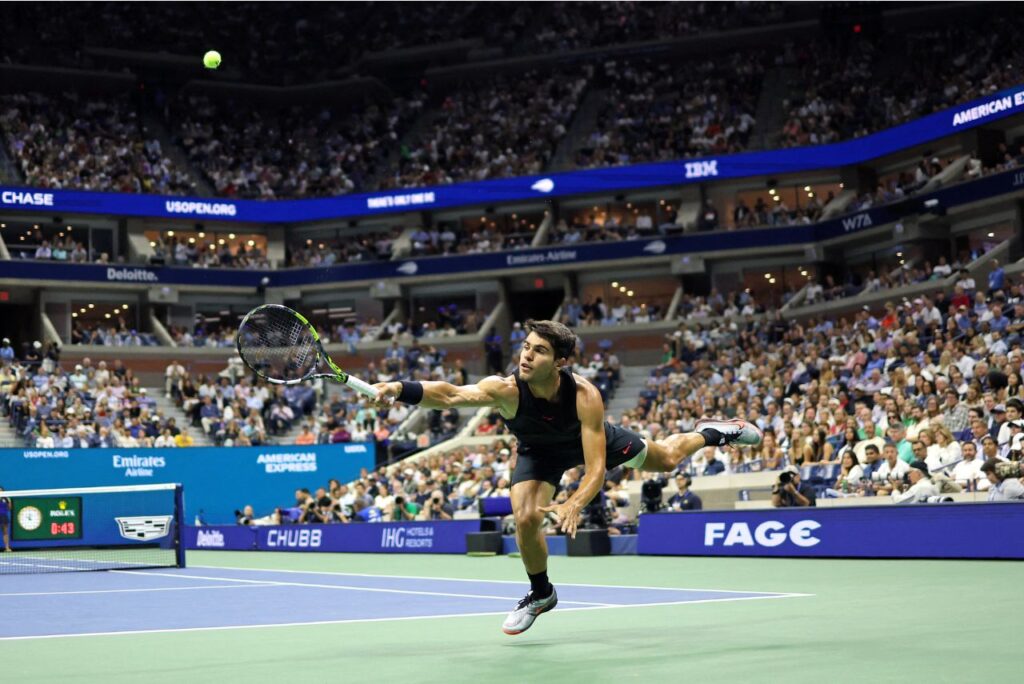 Alcaraz durante derrota no US Open