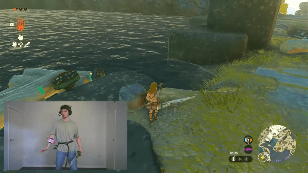 YouTuber joga Zelda usando o controle corporal