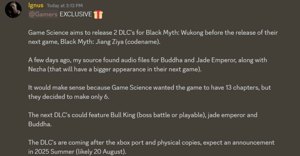 Black Myth Wukong DLC rumor