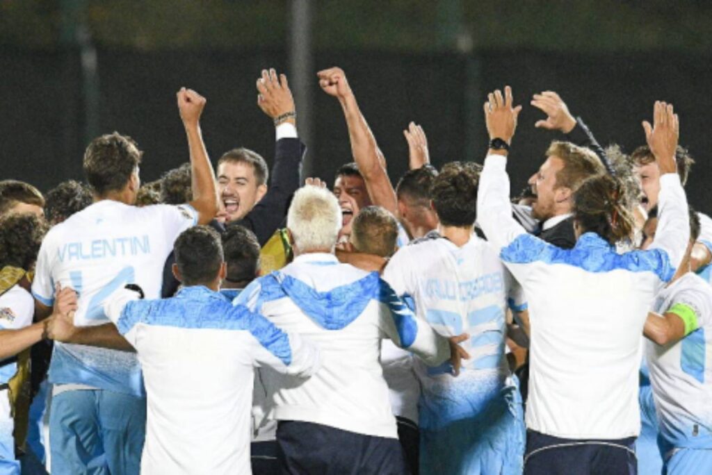 Jogadores de San Marino celebram a vitória na Nations. Foto: Divulgação