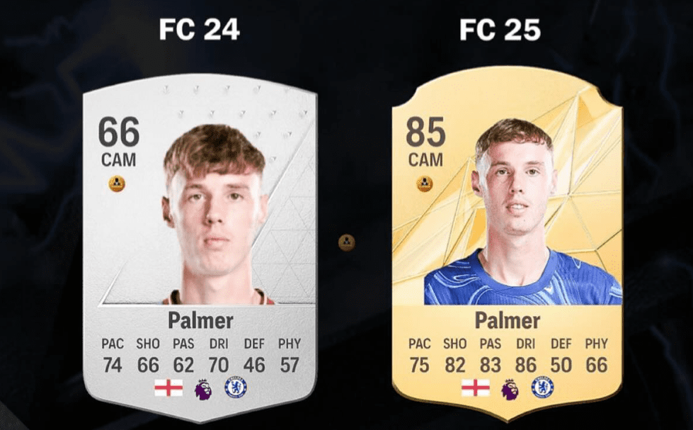 Mudança drástica na carta de Cole Palmer para o EA Sports FC 25