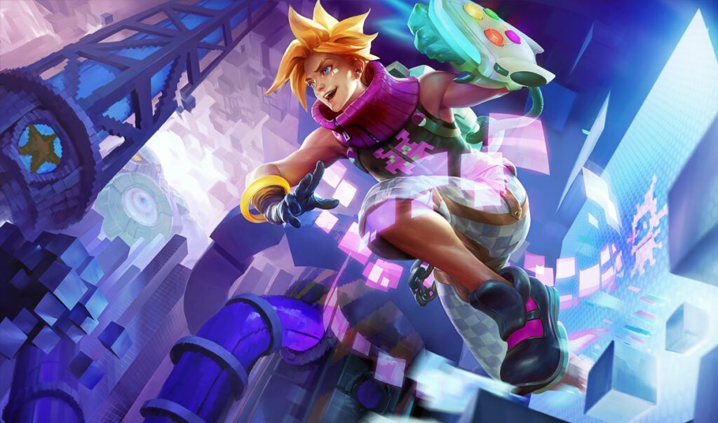 campeão ezreal do lol com skin fliperama