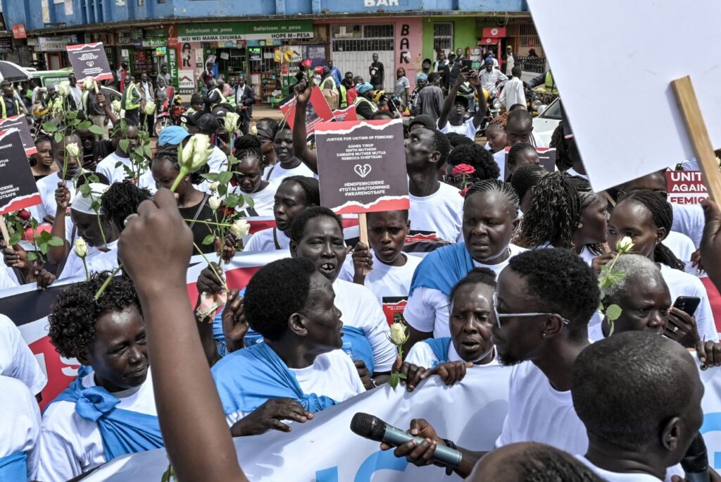 Homenagens a Rebecca Cheptegei no Quênia (Foto: Brian Ongoro/AFP)