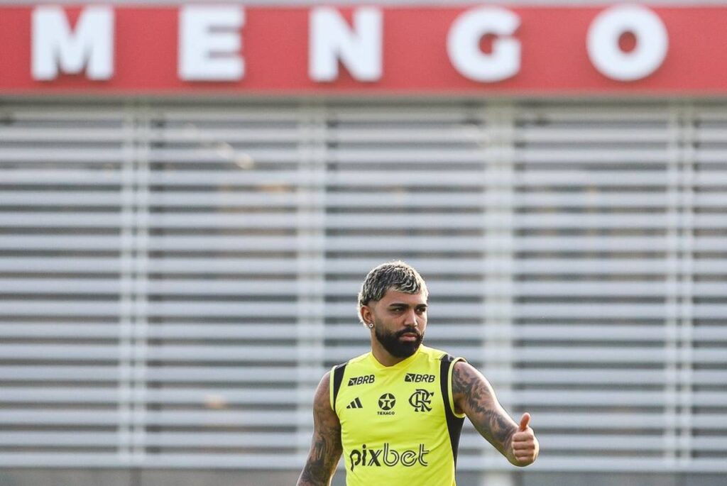 Gabigol está com um problema muscular na coxa. Foto: Gilvan de Souza /CRF