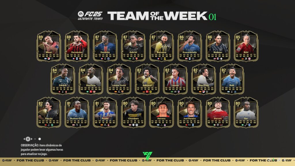 TOTW 1 no Ultimate Team do EA Sports FC 25