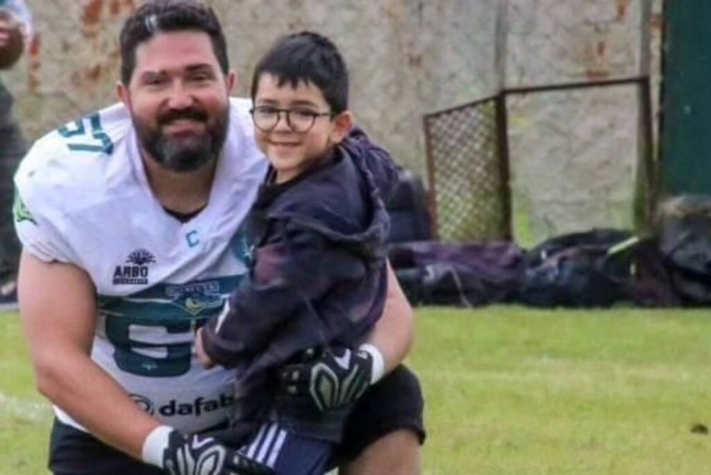 Jogador do Coritiba Crocodiles e seu filho não se feriram. Foto: Reprodução/Instagram