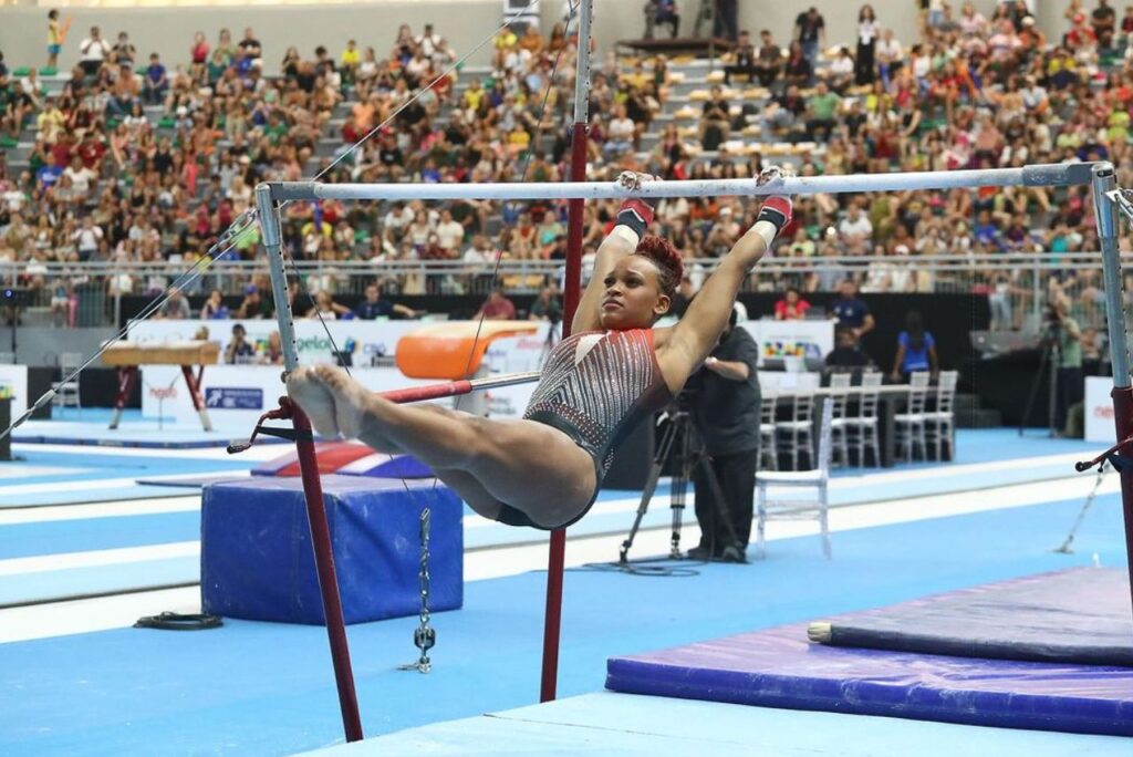 Rebeca Andrade no Campeonato Brasileiro de Ginástica Artística 2024 (Foto: Gilvan de Souza/CRF)