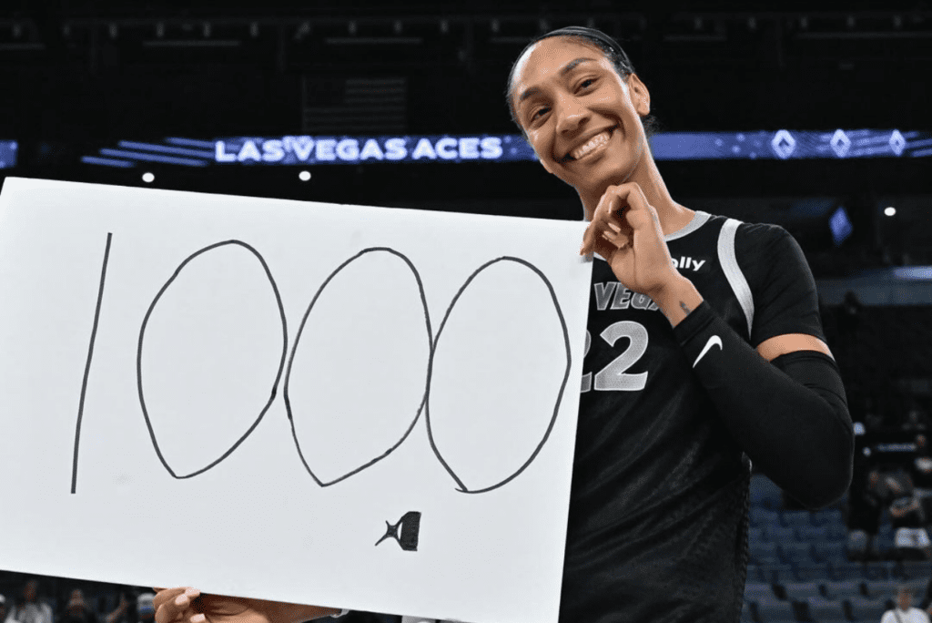 A'ja Wilson foi a primeira atleta a chegar aos 1000 pontos em uma temporada regular da WNBA