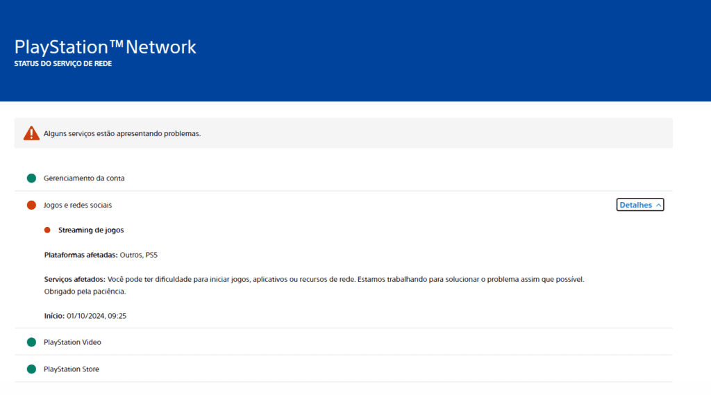 PSN ainda com problemas