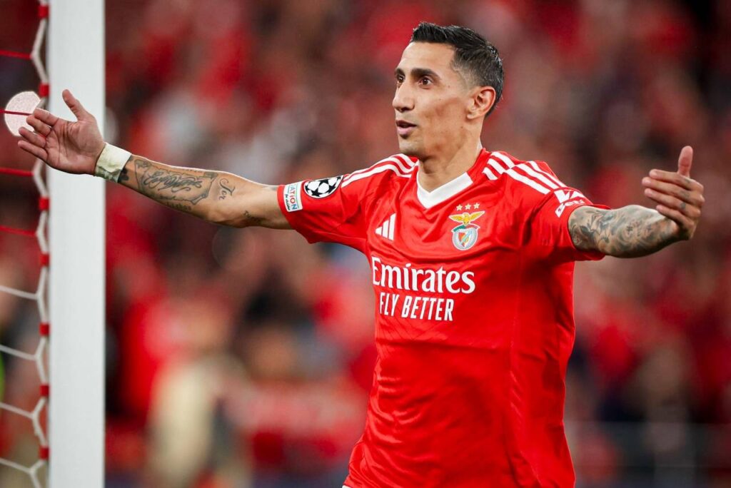 Di Maria marcou presença na vitória do Benfica. Foto: Reprodução/Facebook