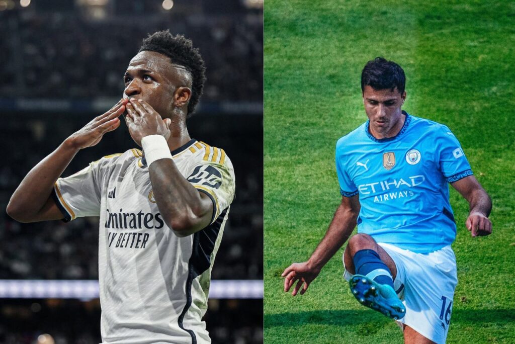 Vini Jr. e Rodri. Foto: Reprodução/RMFC e Reprodução/MCFC