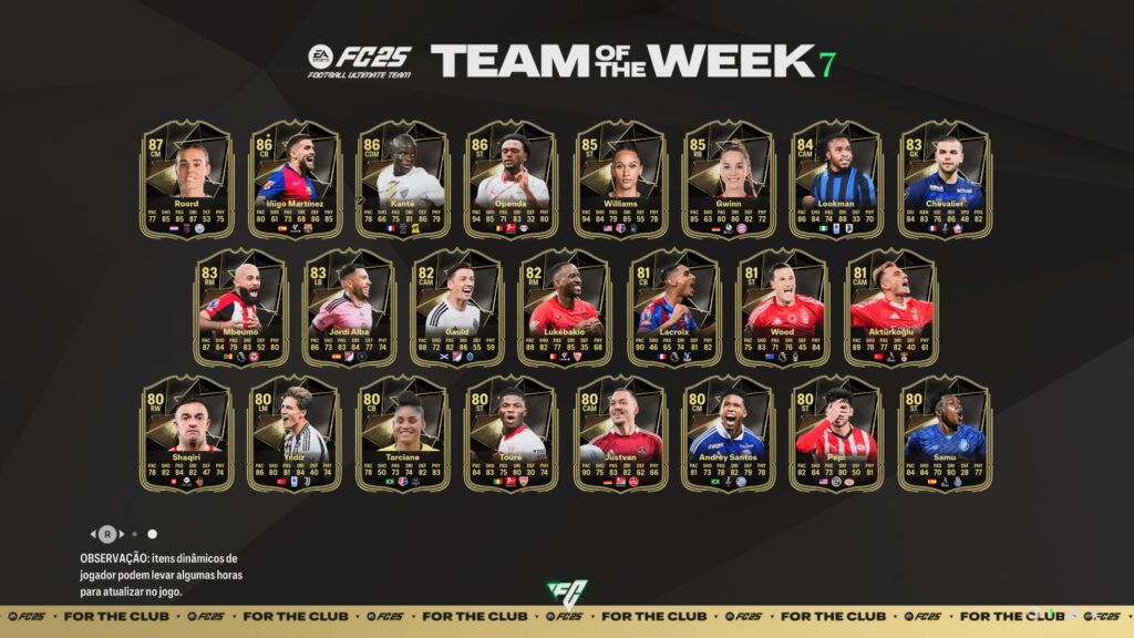 TOTW 7 no Ultimate Team do FC 25