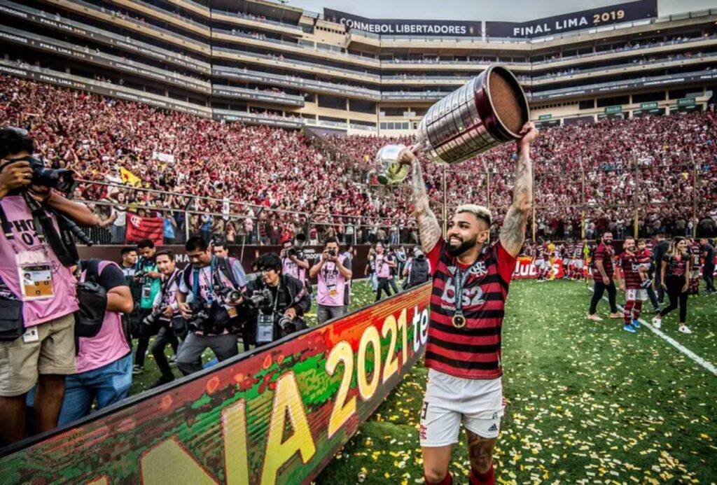 Gabigol marcou duas vezes na sua primeira final pelo Flamengo. Foto: Alexandre Vidal/CRF