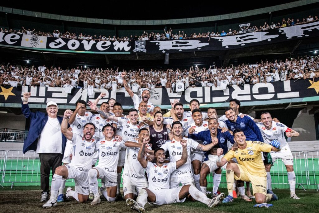 Jogadores do Santos comemoram acesso