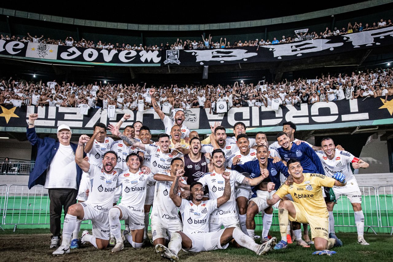 Jogadores do Santos comemoram acesso e vão disputar terceira fase da Copa do Brasil