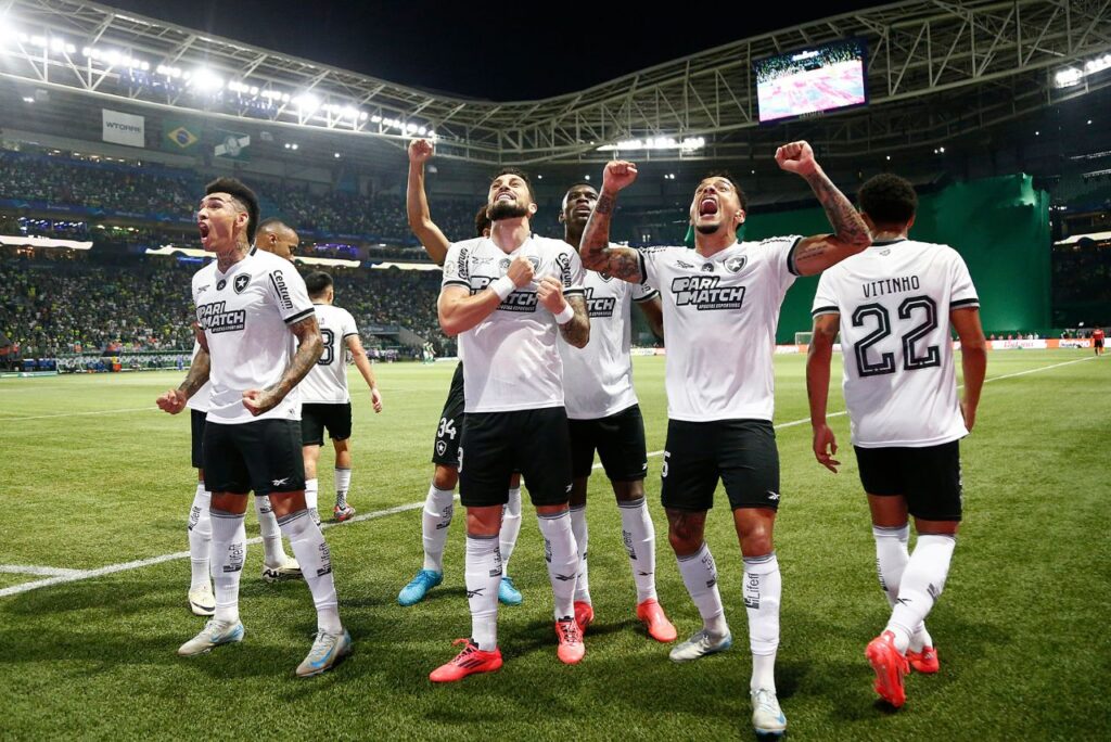 Jogadores do Botafogo comemoram gol no Brasileirão