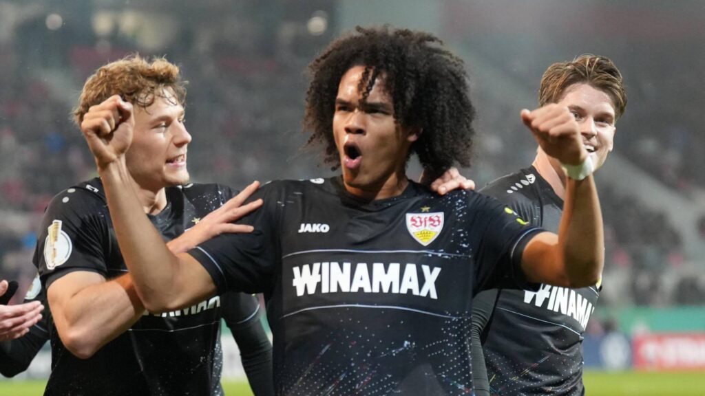 O Stuttgart, três vezes campeão da Copa, foi muito dominante contra um adversário da segunda divisão. Foto: Reprodução/X