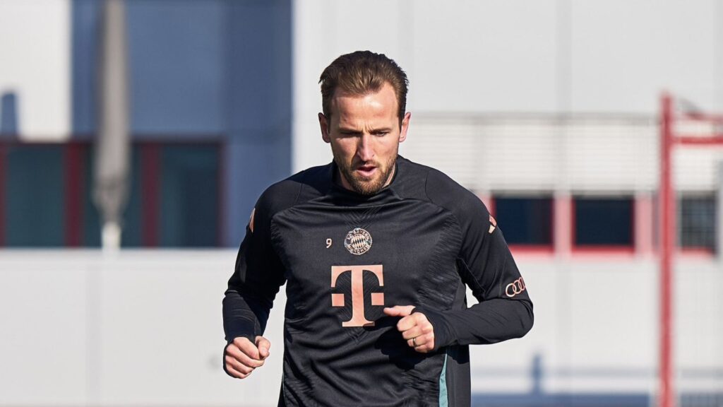 Harry Kane em treino do Bayern