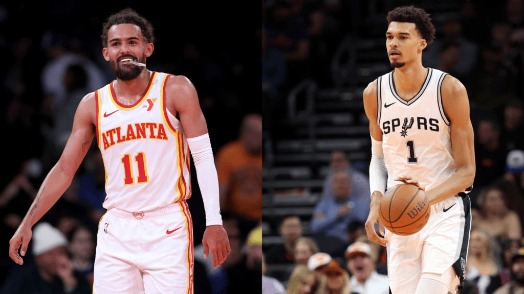 Trae Young e Victor Wembanyama se encontrarão nesta noite pela NBA