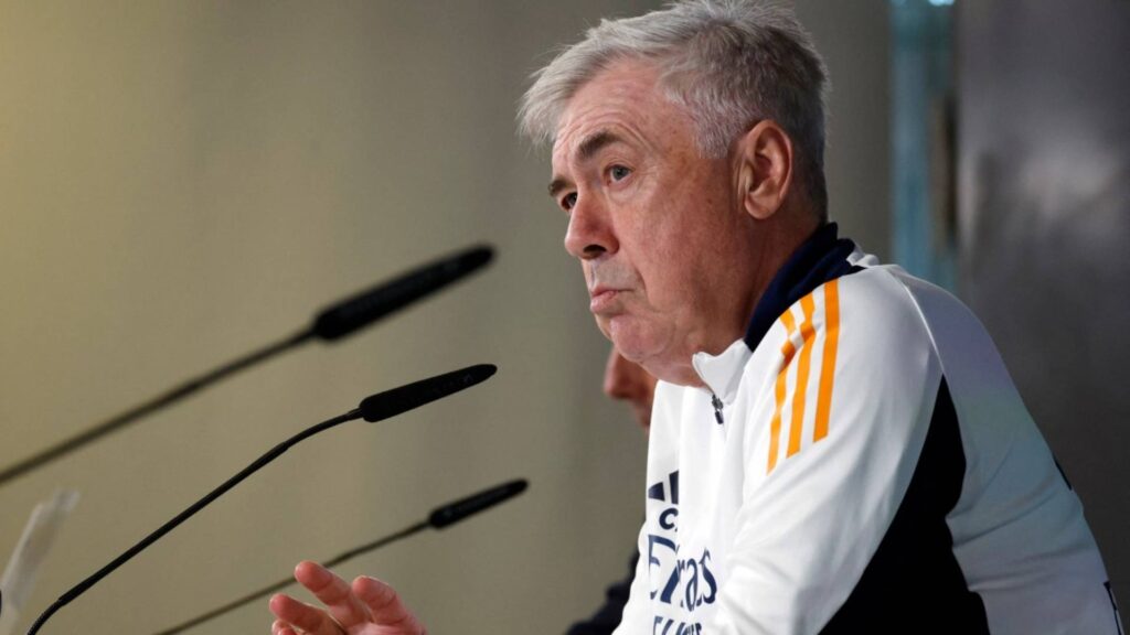 Carlo Ancelotti falou sobre a fase do atacante em coletiva de imprensa. Foto: OSCAR DEL POZO/AFP