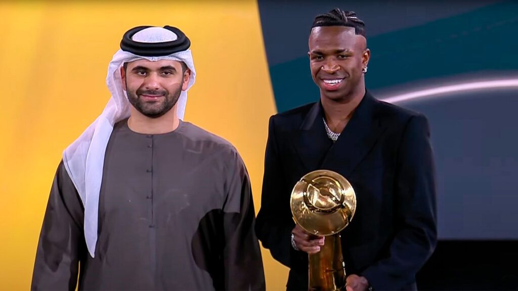 Vini Jr venceu prêmio do Globe Soccer Awards 2024 (Foto: Reprodução)