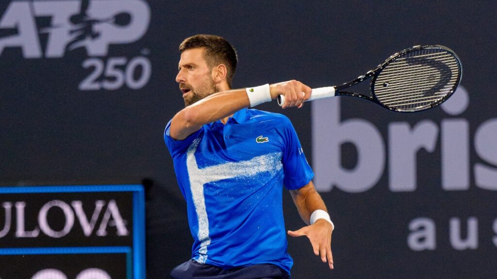 Djokovic durante derrota em Brisbane