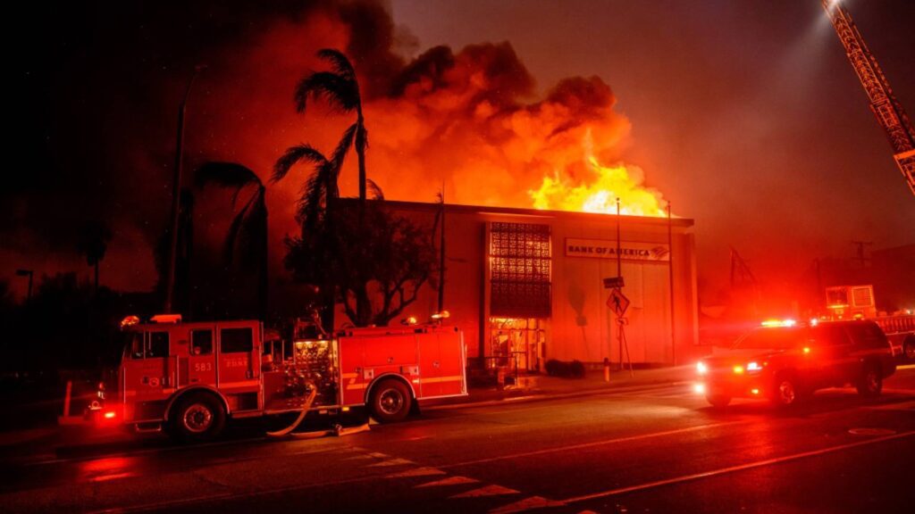 Incêndios em Los Angeles obrigaram o adiamento do jogo dos Lakers. Foto: OSH EDELSON / AFP