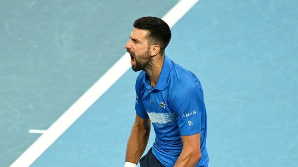 Djokovic comemorando no Australian Open